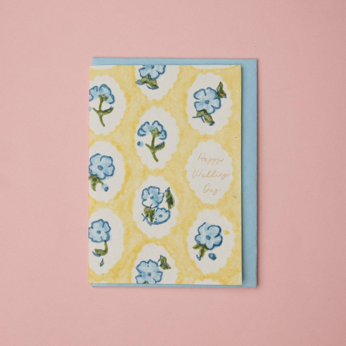 Carte de mariage – Fleurs bleues et jaunes
