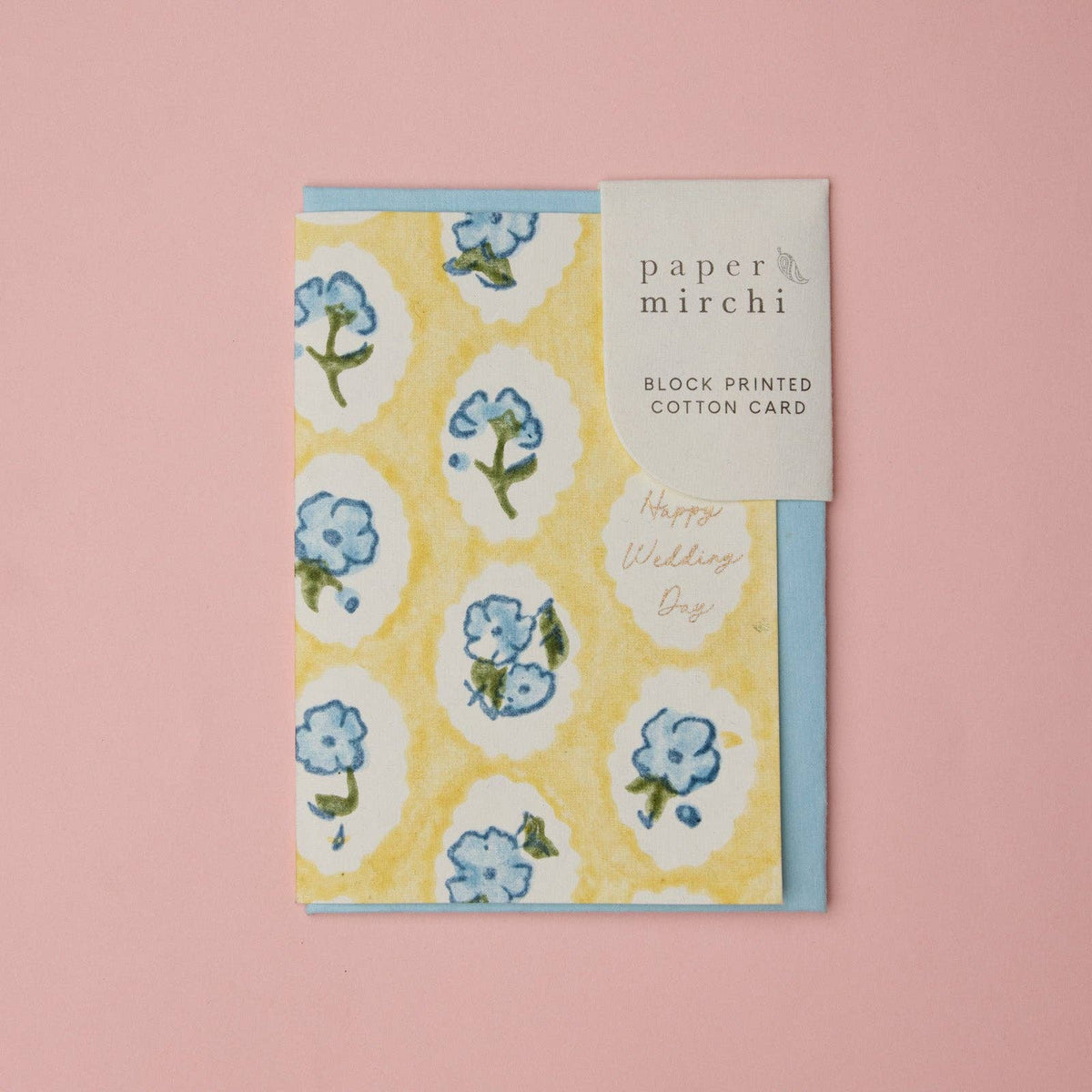 Carte de mariage – Fleurs bleues et jaunes