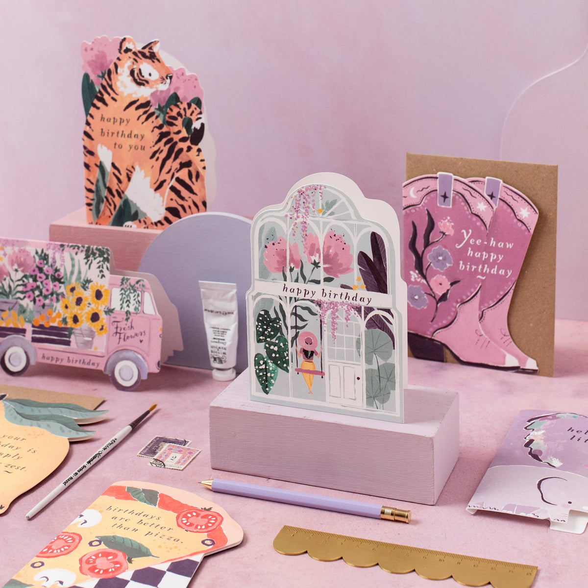 Carte d’anniversaire – La serre fleurie
