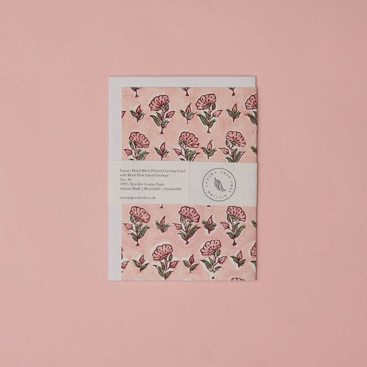 Carte fleurie – Petites fleurs sur fond rose poudré