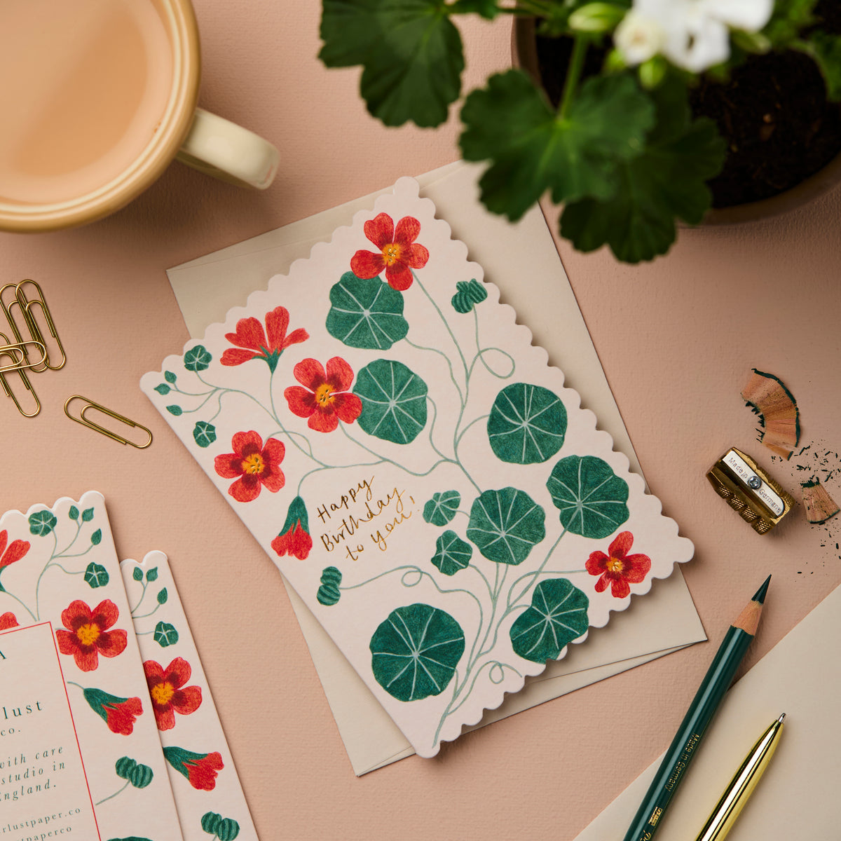 Carte d’anniversaire fleurie – Capucines