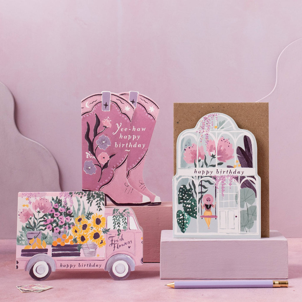 Carte d’anniversaire – La serre fleurie