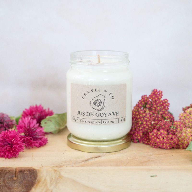 Bougie parfumée artisanale cire végétale - Jus de goyave