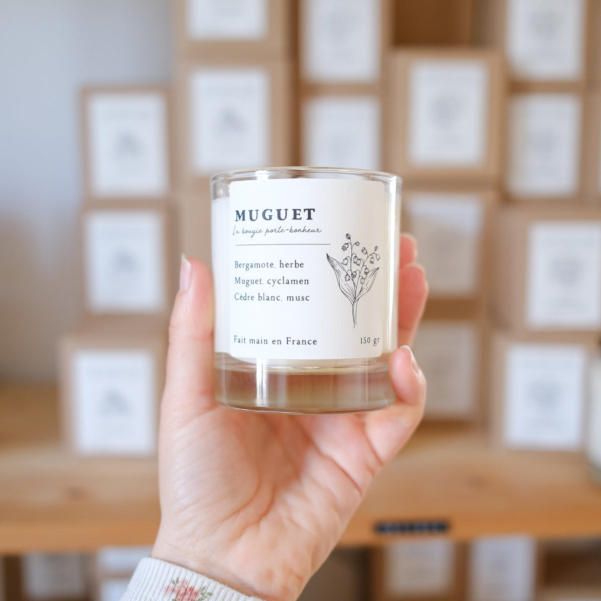 Bougie parfumée artisanale cire végétale - Muguet