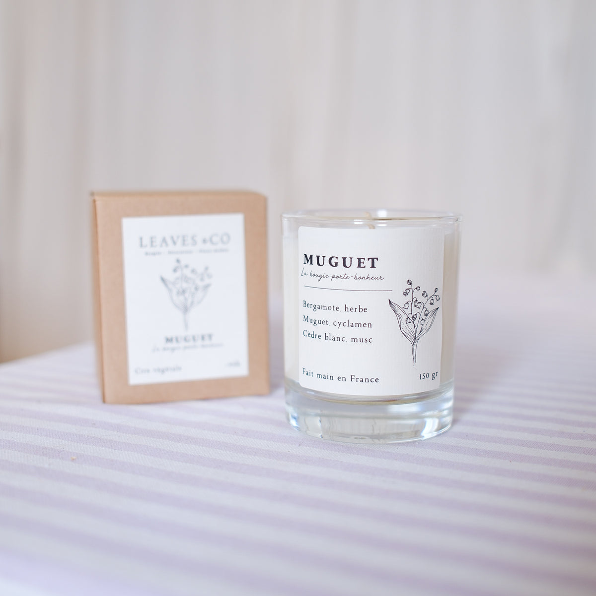 Bougie parfumée artisanale cire végétale - Muguet