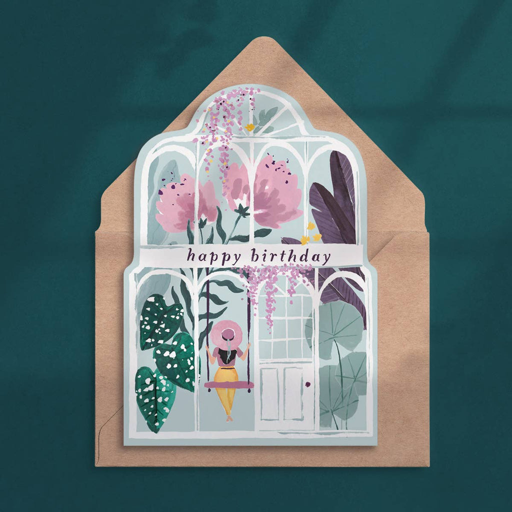 Carte d’anniversaire – La serre fleurie